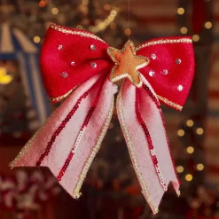 KAEMINGK Addobbi Natalizi-Fiocco di Natale (H23 cm) Circus stella Arancione