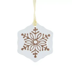 KAEMINGK Addobbi Natalizi-Fiocco di neve in vetro (D7 cm) Morillon e oro glitterato
