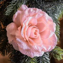 KAEMINGK Addobbi Natalizi-Fiore decorativo su pinza (D12 cm) Luccicante cipria