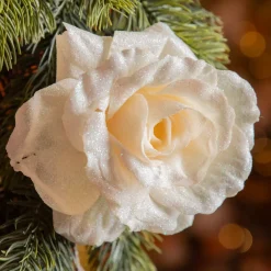 KAEMINGK Addobbi Natalizi-Fiore decorativo su pinza (D12 cm) Brillante Crema