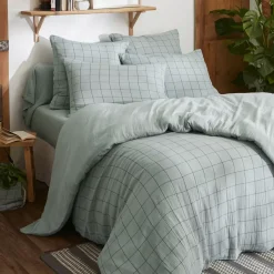 Fodera cuscino quadrata in garza di cotone (60 x 60 cm) Gaïa Match Verde eucalipto