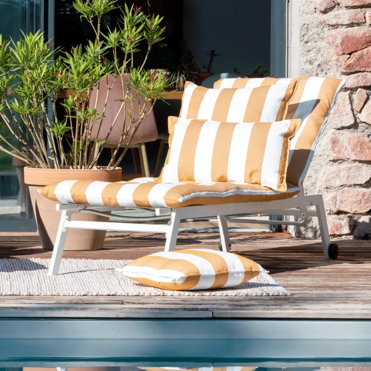 L'effet papillon Cuscini Lettini Da Spiaggia|Cuscini Per Lettini E Accessori-Fodera per cuscino da sdraio idrorepellente (190 x 70 cm) Noa