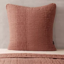 Fodera per cuscino quadrata in cotone (60 x 60 cm) Lena Terracotta