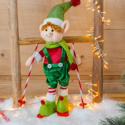 CHRISTMAS DREAM Babbo Natale Animali E Personaggi-Folletto buffone sugli sci (Alt 45 cm) Martin