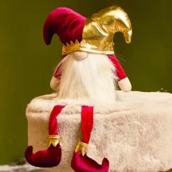 KAEMINGK Babbo Natale Animali E Personaggi-Folletto di Natale con gambe flessibili (H39 cm) Arlecchino e dorato