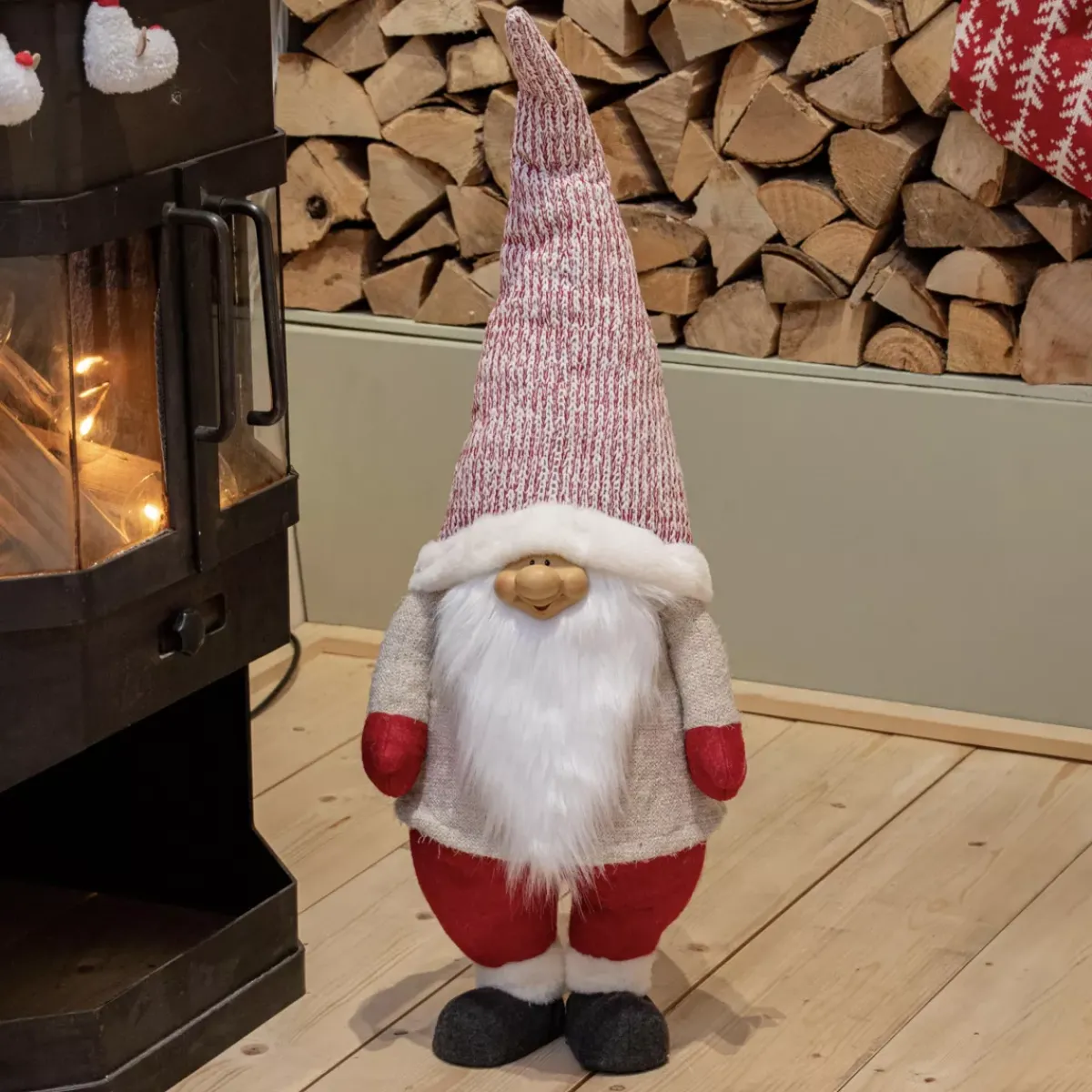 KAEMINGK Babbo Natale Animali E Personaggi-Folletto di Natale fatto a mano (H85 cm) Ridente e con barba bianca