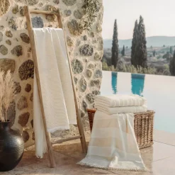 Fouta in cotone e spugna (95 x 180 cm) Mareva Beige