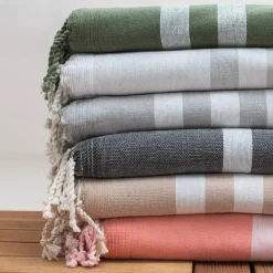 Fouta in cotone riciclato con fodera in spugna (100 x 200 cm) Coralia Beige