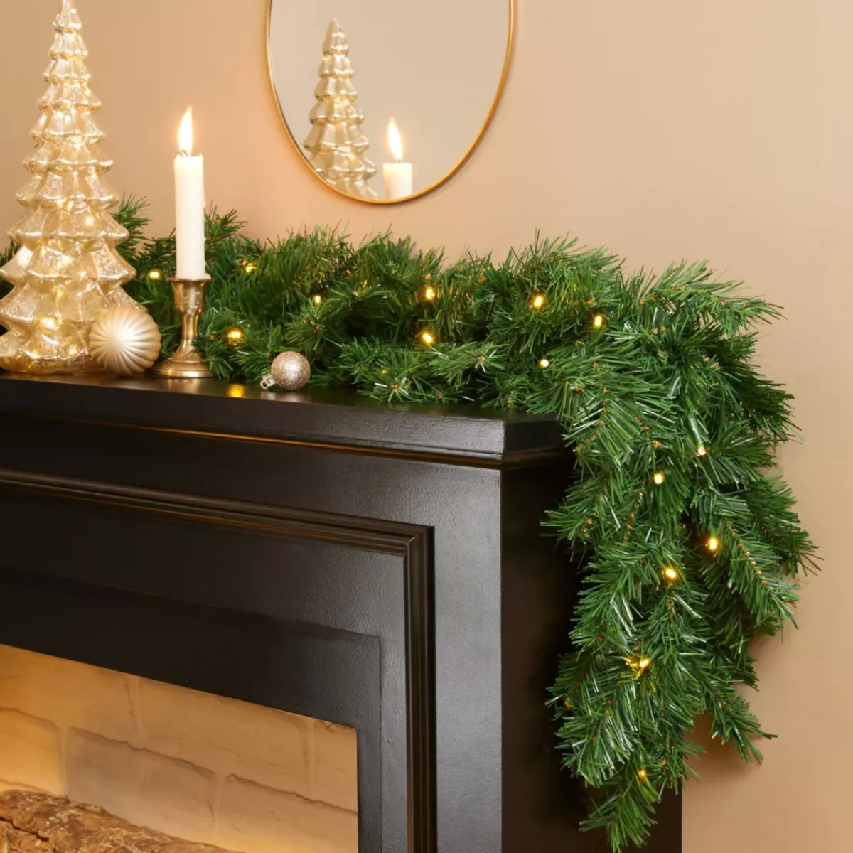 EMINZA Ghirlanda In Abete Artificiale|Alberi Di Natale Grande Dimensione-Ghirlanda abete luminosa Imperial Ø 25 cm Bianco caldo