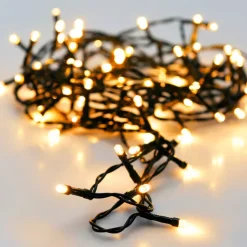 KOOPMAN Ghirlande Di Luci-Ghirlanda luminosa a pile 14.5 m 192 LED cavo nero Lusso Bianco caldo