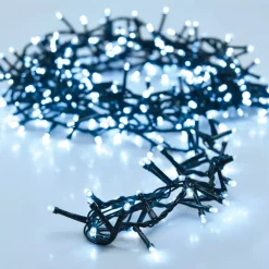 KOOPMAN Ghirlande Di Luci-Ghirlanda luminosa a pile 4 m 200 LED cavo verde Boa Bianco freddo