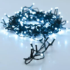 KOOPMAN Ghirlande Di Luci-Ghirlanda luminosa a pile 14.5 m 192 LED cavo nero Lusso Bianco freddo