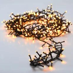 KOOPMAN Ghirlande Di Luci-Ghirlanda luminosa a pile 4 m 200 LED cavo verde Boa Bianco caldo