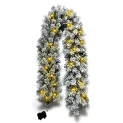 EMINZA Alberi Di Natale Grande Dimensione|Ghirlanda In Abete Artificiale-Ghirlanda luminosa di abete (180 cm - D25) Royal Verde innevato e bianco caldo