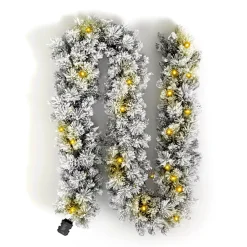 EMINZA Alberi Di Natale Grande Dimensione|Ghirlanda In Abete Artificiale-Ghirlanda luminosa di abete (300 cm - D25) Edmonton Verde innevato e bianco caldo