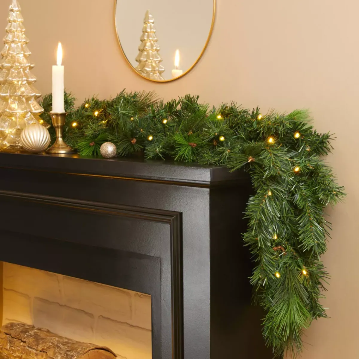 EMINZA Alberi Di Natale Grande Dimensione|Ghirlanda In Abete Artificiale-Ghirlanda luminosa di abete (180 cm - D25) Edmonton Verde e bianco caldo