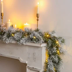 EMINZA Alberi Di Natale Grande Dimensione|Ghirlanda In Abete Artificiale-Ghirlanda luminosa di abete (180 cm - D25) Edmonton Verde innevato e bianco caldo