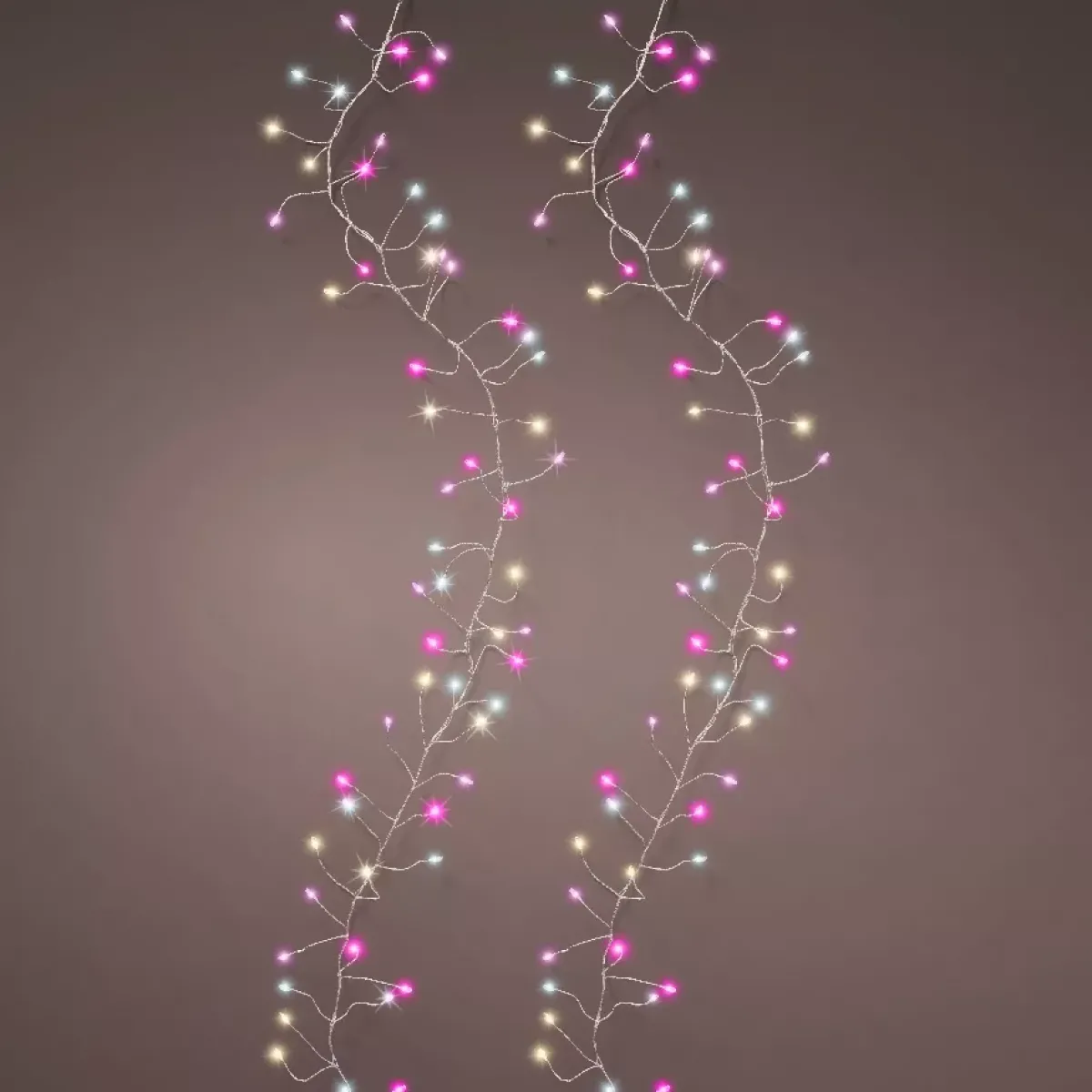 KAEMINGK Ghirlande Di Luci-Ghirlanda luminosa 6 m 480 Micro LED cavo argento Luxe Tricolore Rosa, bianco caldo e freddo