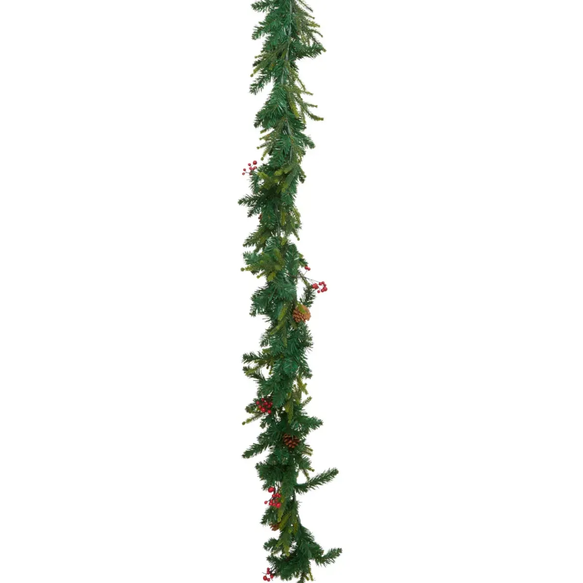 JJA Ghirlanda In Abete Artificiale-ghirlanda luminosa per albero di Natale a pile (180 cm) Wister con bacche e pigne
