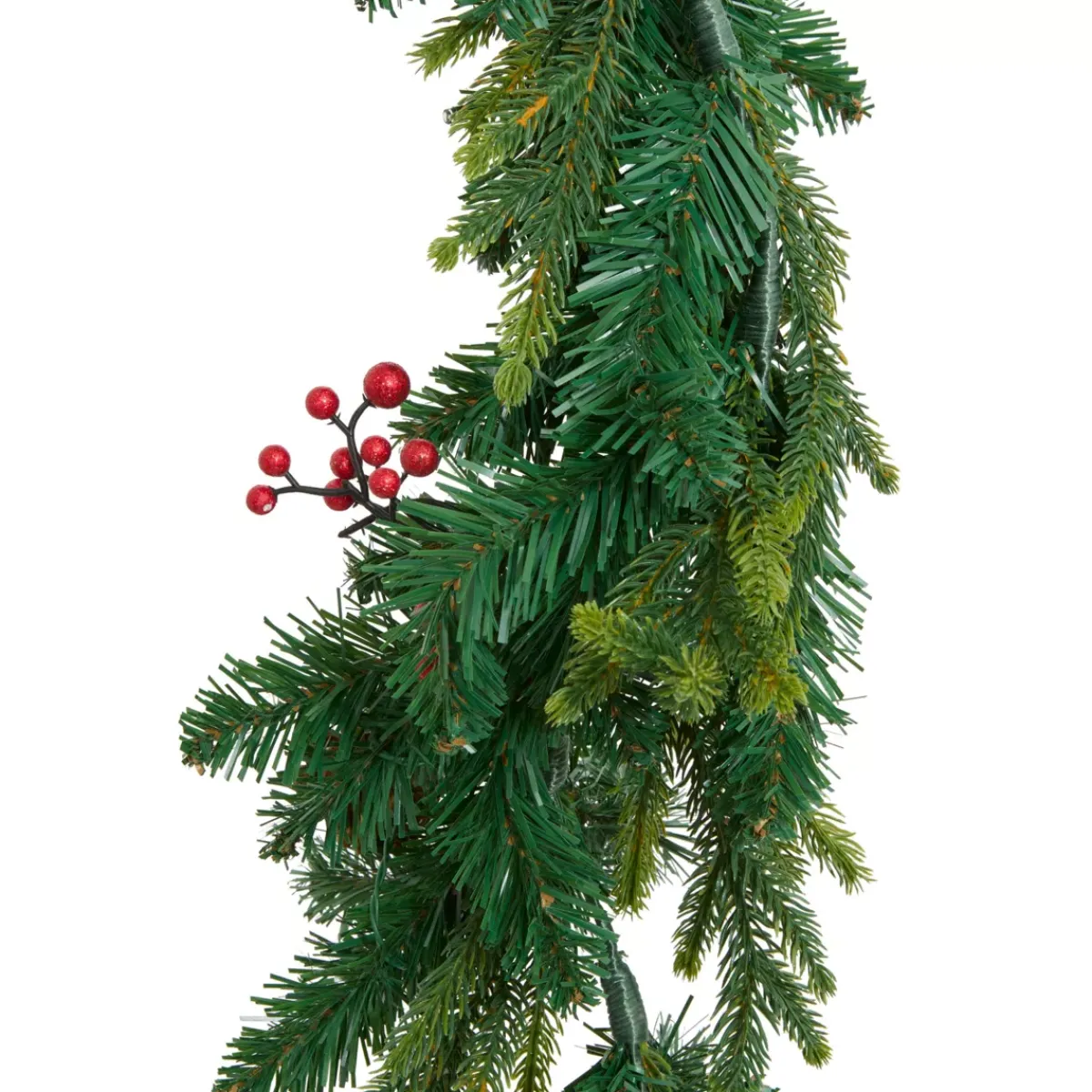 JJA Ghirlanda In Abete Artificiale-ghirlanda luminosa per albero di Natale a pile (180 cm) Wister con bacche e pigne