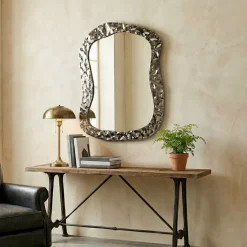 EMINZA Specchi-Grande specchio da parete con cornice in metallo (105 cm) Silverside
