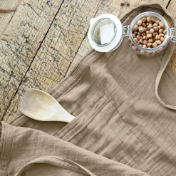 Grembiule con tasche garza di cotone Gaïa Marrone corda