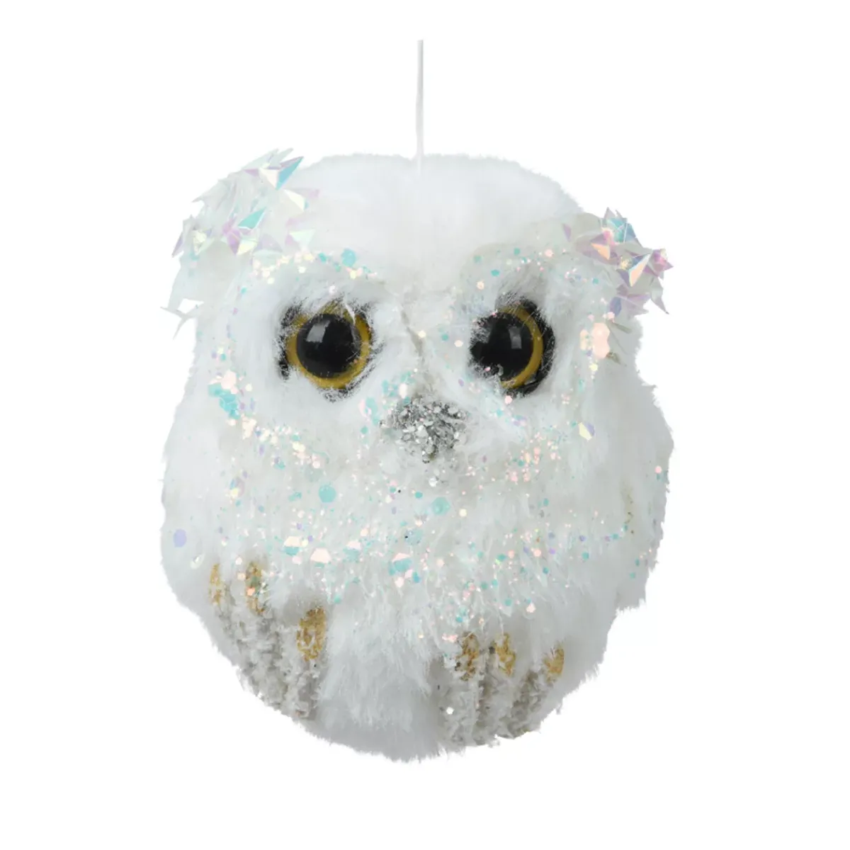 KAEMINGK Addobbi Natalizi-Gufo di Natale da appendere (H8 cm) glitter e lustrini iridescenti