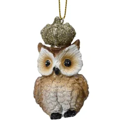 KAEMINGK Addobbi Natalizi-Gufo di Natale da appendere (H7 cm) Petit-Duc Roi glitterato