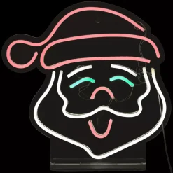 JJA Decorazioni E Oggetti Natalizi|Oggetti Decorativi E Illuminati-Insegna luminosa USB (H35 cm) Neon Testa di Babbo Natale