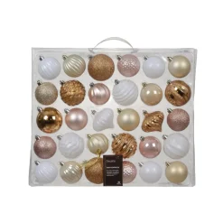 KAEMINGK Palline Di Natale-Kit di decorazione per albero di Natale Agéna Bianco, rosa e