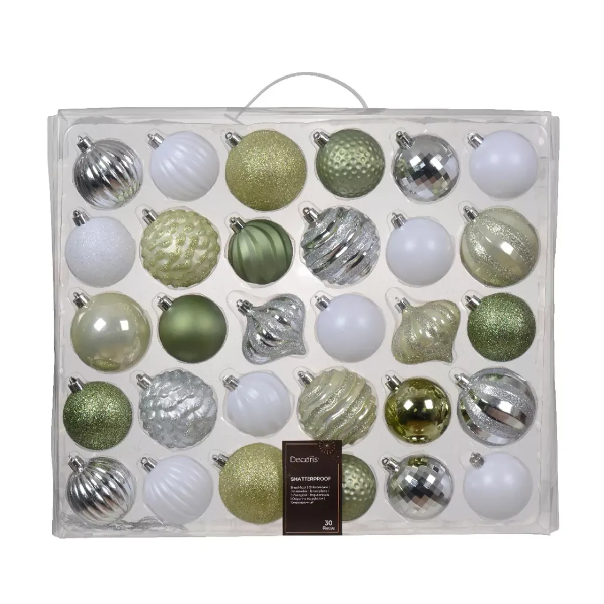 KAEMINGK Palline Di Natale-Kit di decorazione per albero di Natale Agéna Menta bianca, bianco e argento