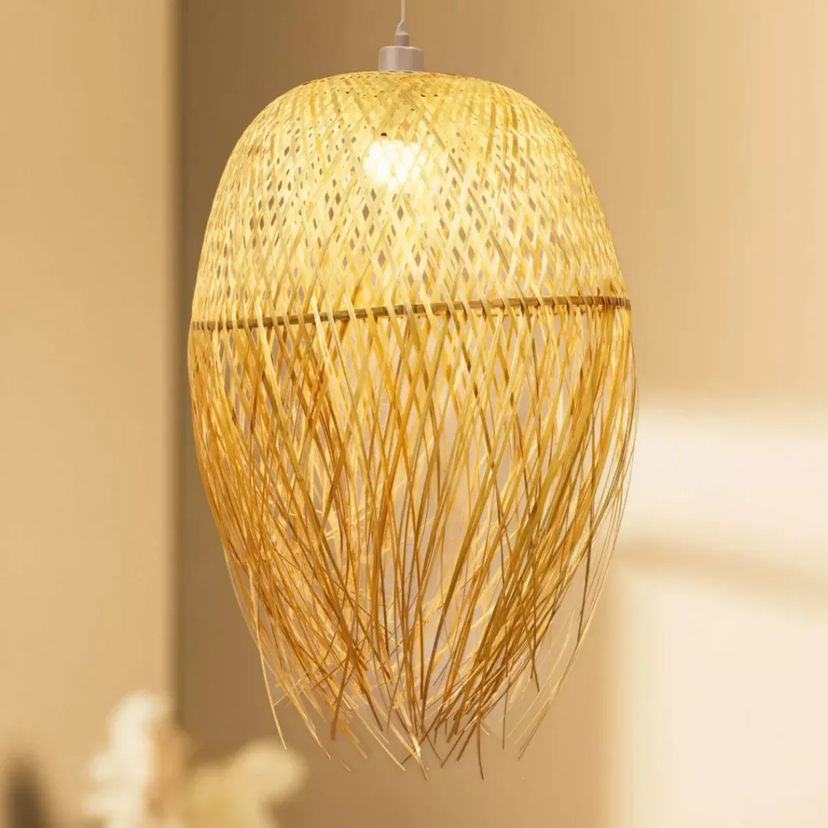 EMINZA Lampadari-Lampada a sospensione con frange in bambù (H70 cm) Huelva