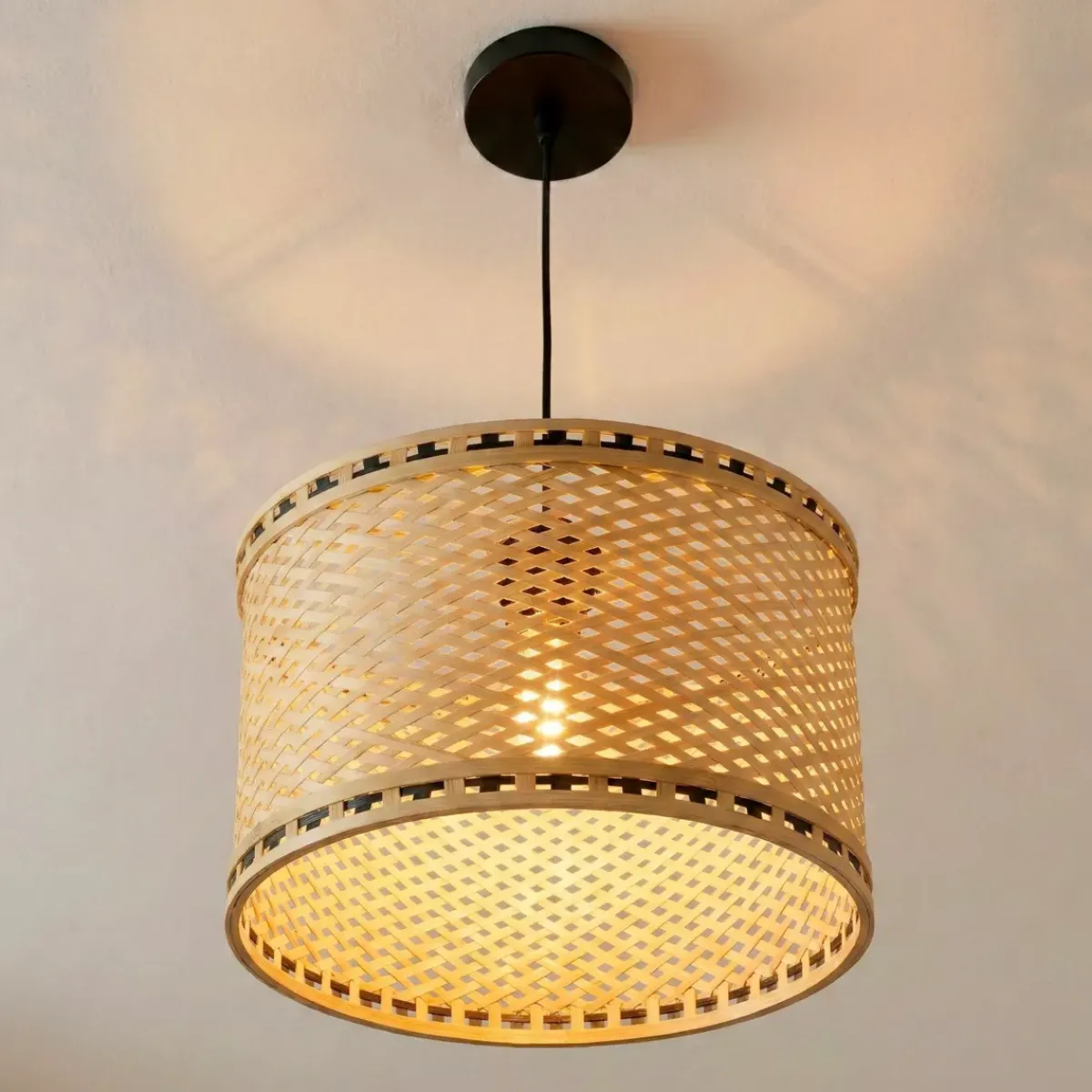 EMINZA Lampadari-Lampada a sospensione in bambù (D40 cm) Estepona Nero e