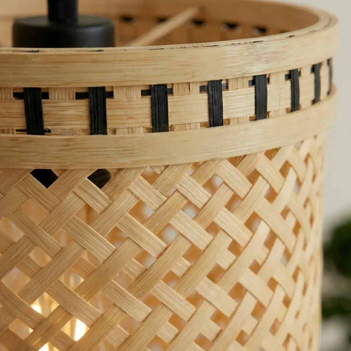 EMINZA Lampadari-Lampada a sospensione in bambù (H30 cm) Estepona Nero e