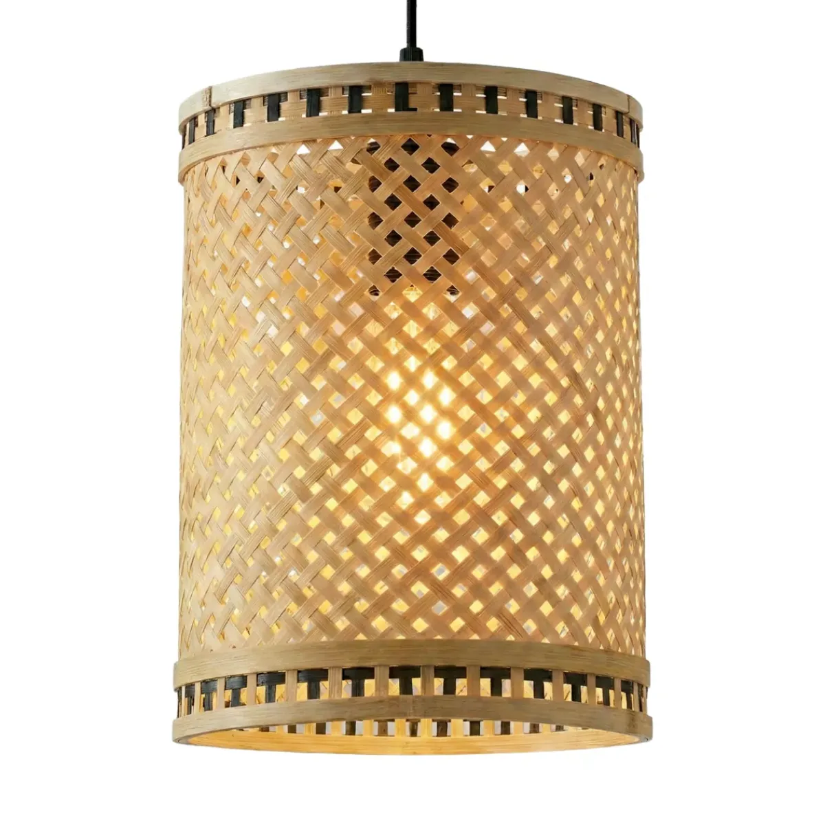 EMINZA Lampadari-Lampada a sospensione in bambù (H30 cm) Estepona Nero e