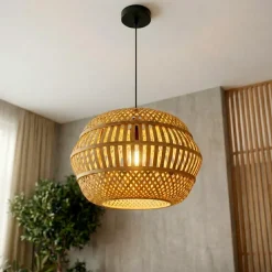 EMINZA Lampadari-Lampada a sospensione in bambù traforata (D50 cm) Manresa