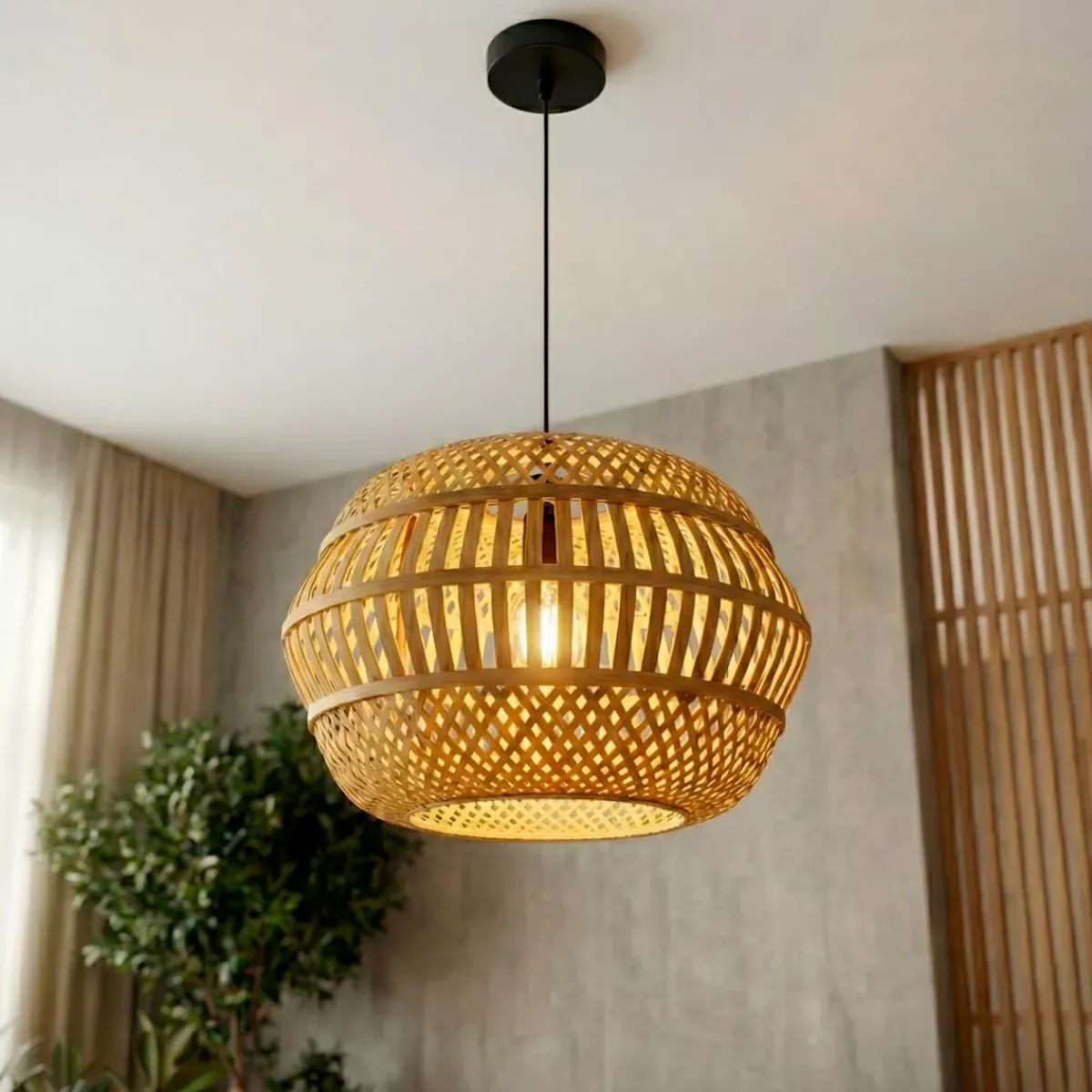 EMINZA Lampadari-Lampada a sospensione in bambù traforata (D50 cm) Manresa