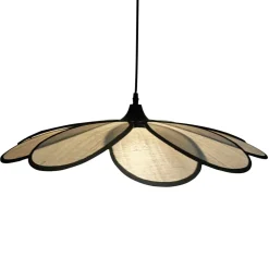 EMINZA Lampadari-Lampada a sospensione petalo in tessuto (D58 cm) Salamanca Beige e nero