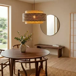 EMINZA Lampadari-Lampada a sospensione rotonda in bambù (D53 cm) Oviedo e naturale