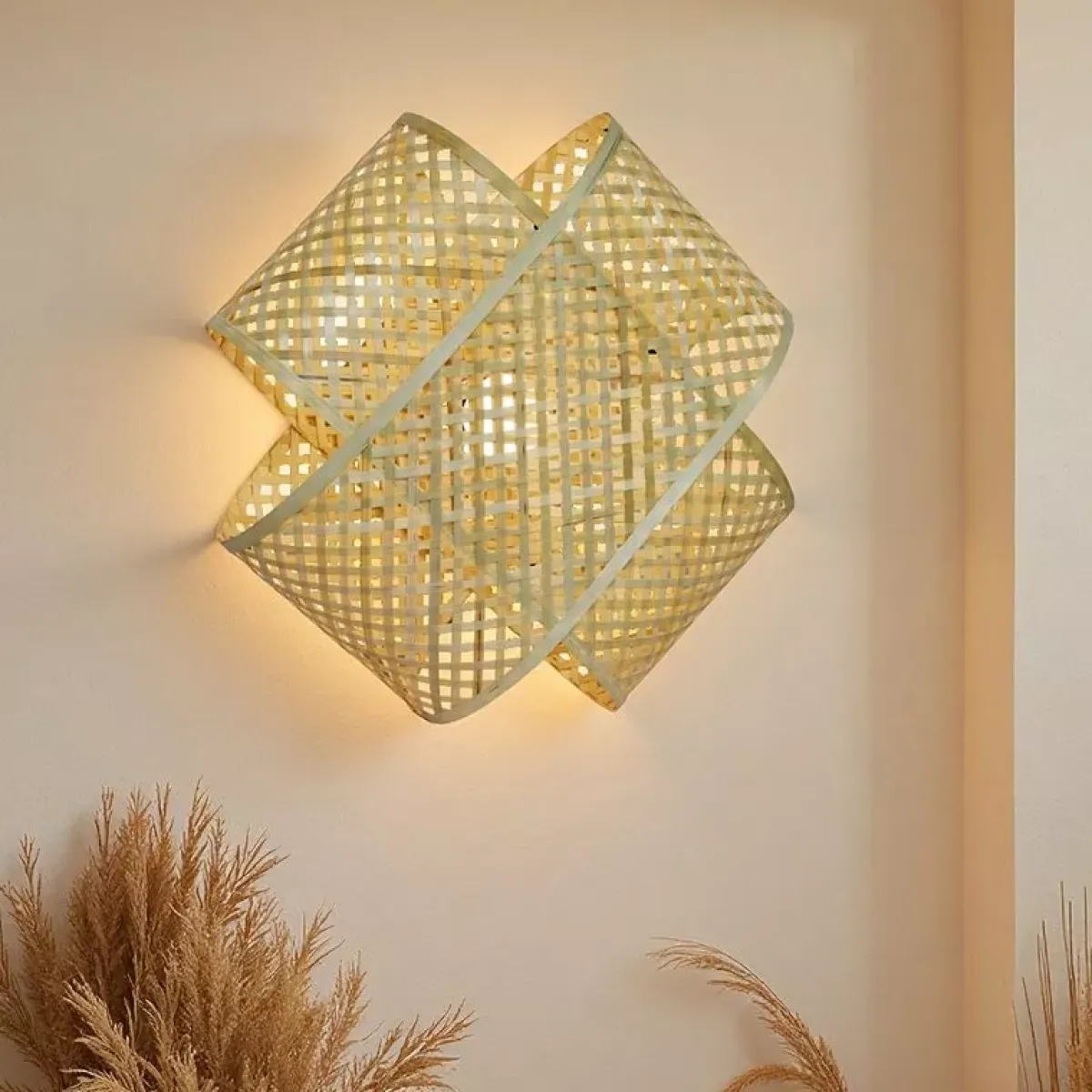 EMINZA Lampade Da Parete-Lampada da parete in bambù (H40 cm) Palmaya