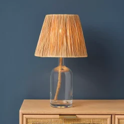 OSTARIA Lampade Da Tavolo-Lampada da tavolo in vetro e corde (H40 cm) Haddock Beige