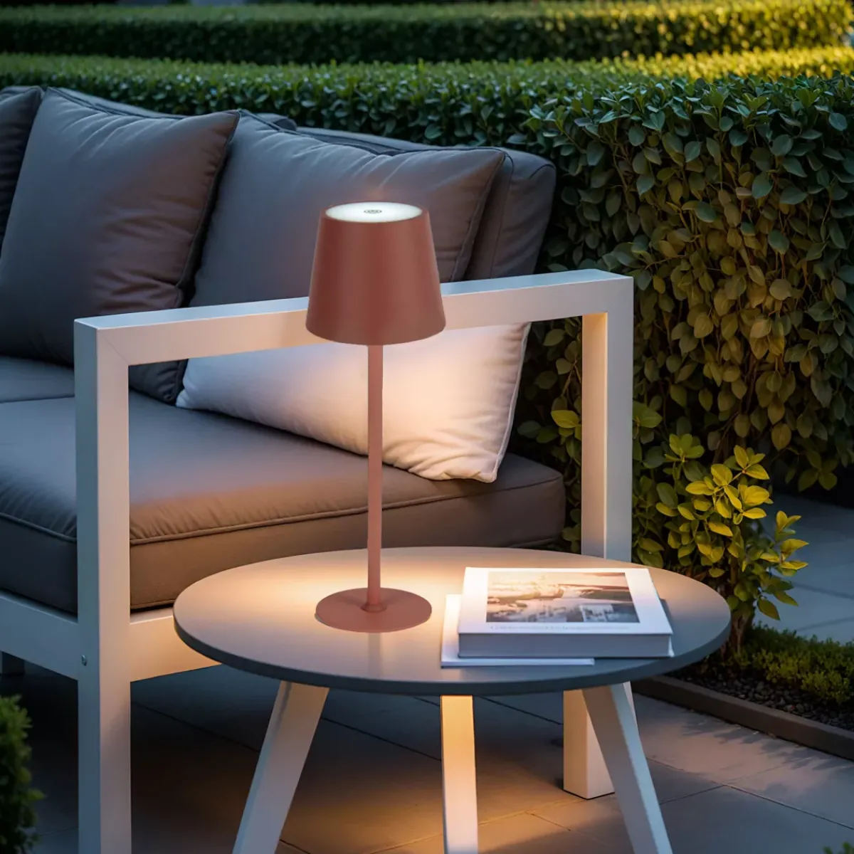 #N/A Luci Per Esterno-Lampada da tavolo senza fili ricaricabile USB 48 LED (H37 cm) Brooklyn Terracotta