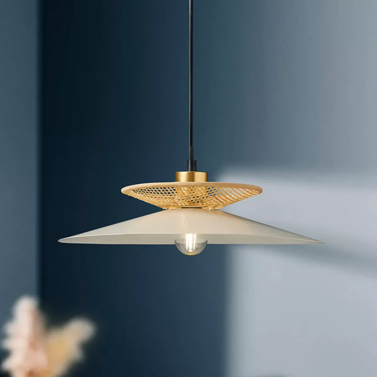 OSTARIA Lampadari-Lampadario metallo e bambù (D36 cm) Envertito