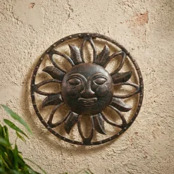 KAEMINGK Luci Per Esterno-Lampada solare da parete in metallo (D37 cm) Dio Sole patinato e bianco caldo