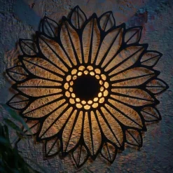 KAEMINGK Luci Per Esterno-Lampada solare da parete in metallo (D37 cm) Girasole e bianco caldo