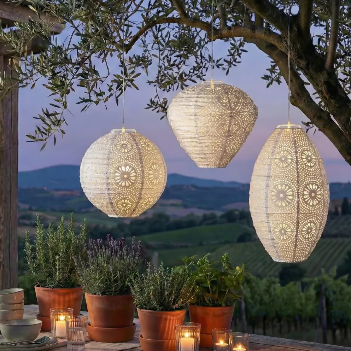 KAEMINGK Luci Per Esterno-Lanterna solare da giardino (H23 cm) Lanterna traforata Bianca