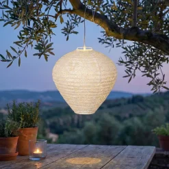 KAEMINGK Luci Per Esterno-Lanterna solare da giardino sospesa (H28 cm) Bianca traforata