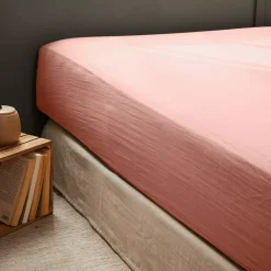 Lenzuolo con angoli di cotone (140 x 200 cm) Gaïa Rosa pesca