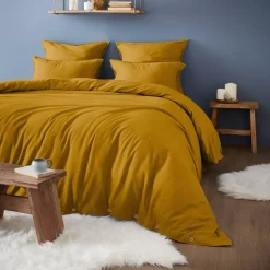 Lenzuolo con angoli flanella di cotone (200 x 200 cm) Nina Giallo ocra