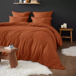 Lenzuolo con angoli flanella di cotone (200 x 200 cm) Nina Terracotta